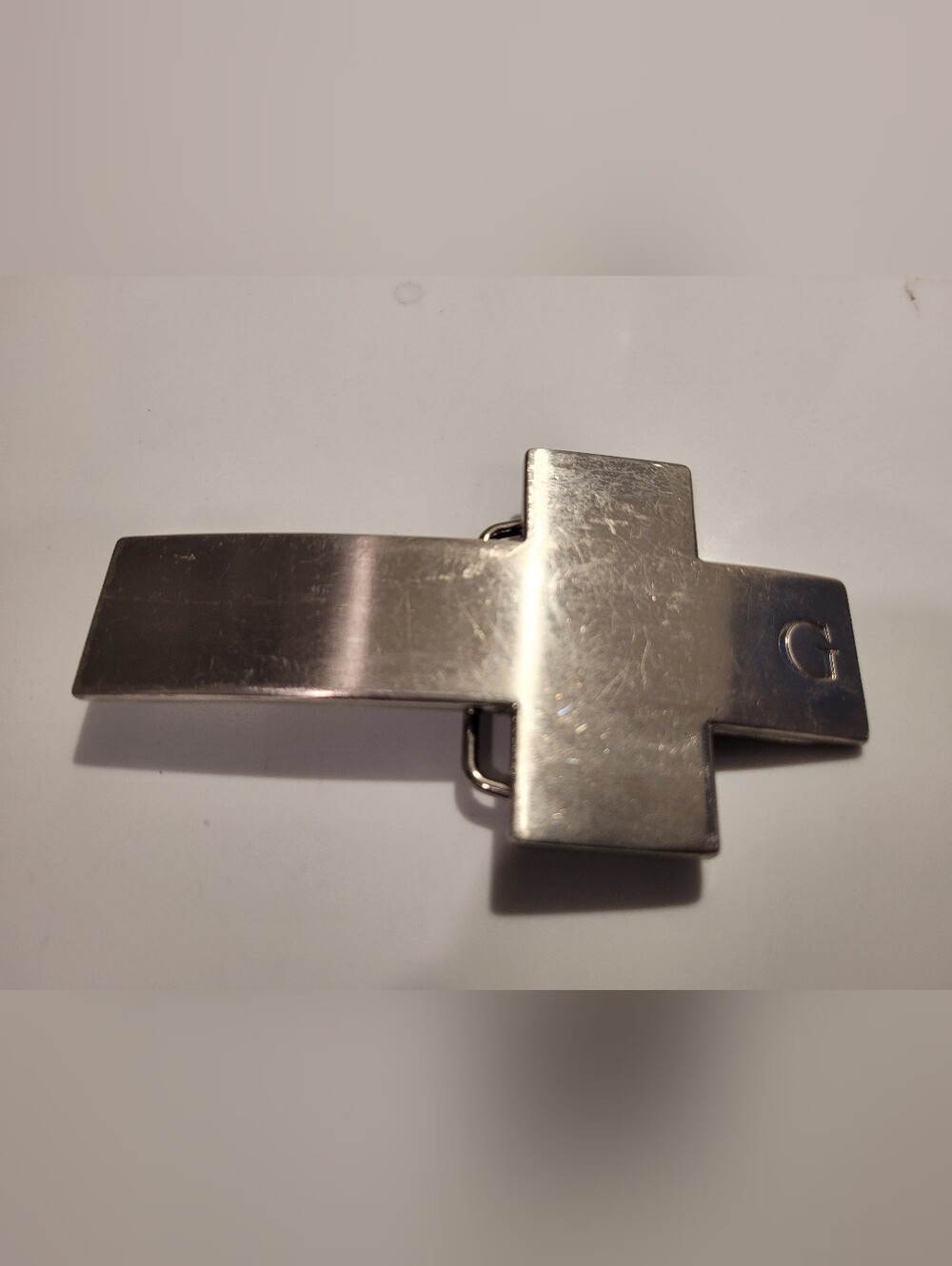 Men's Y2K GUESS Silver Belt Buckle with 'G' Accent